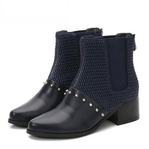 MJ Women's Stylish Navy Booties 108-6-navy